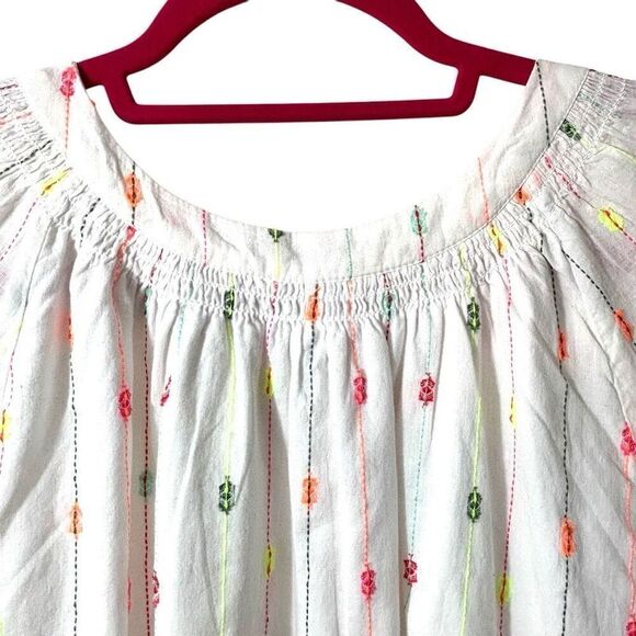 Crown & Ivy 4X lined white & multi boho  notch neck peasant blouse - Picture 6 of 11